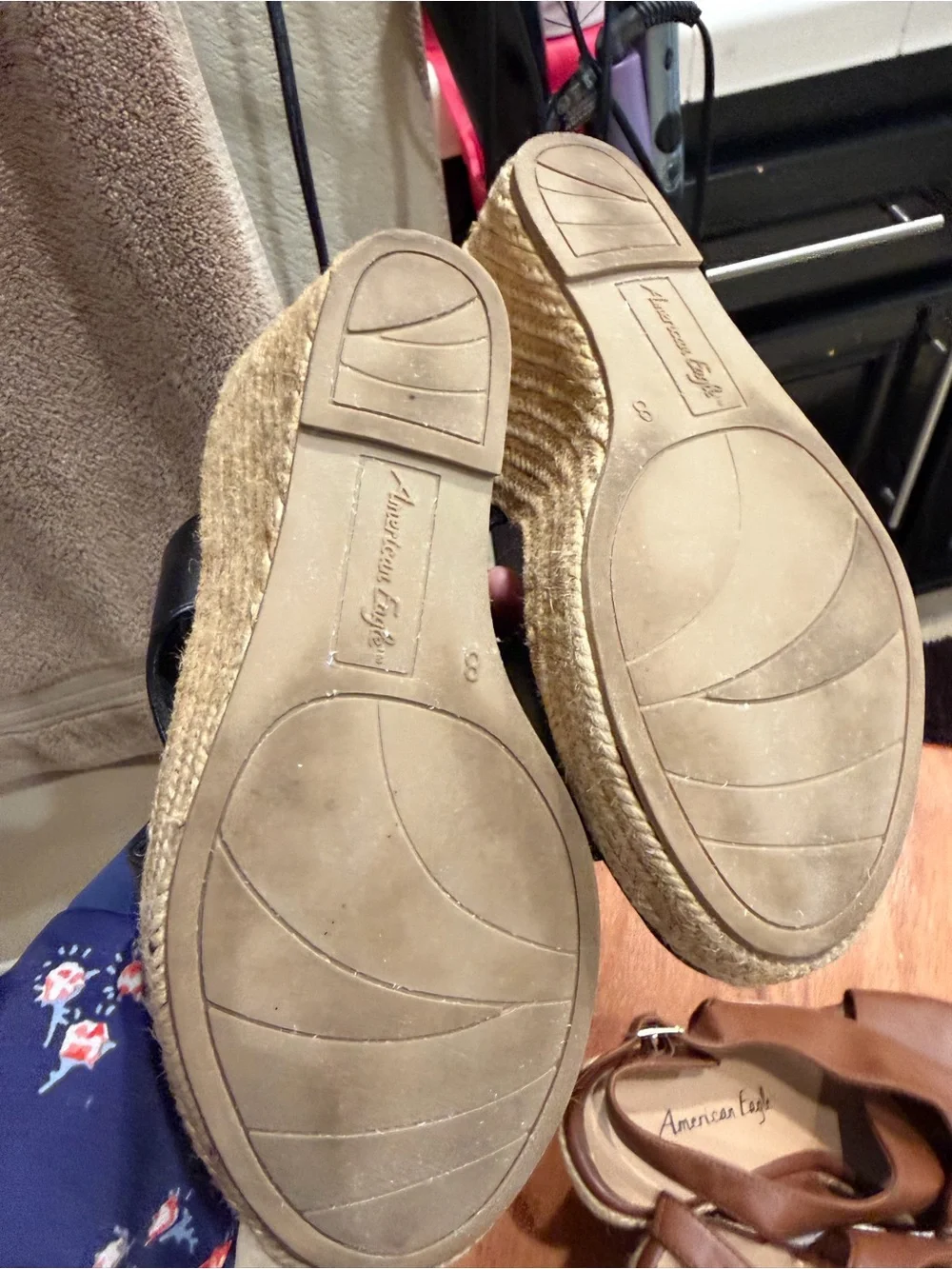 American Eagle Outfitters Crisscross Wedge Sandals in Black and Brown
